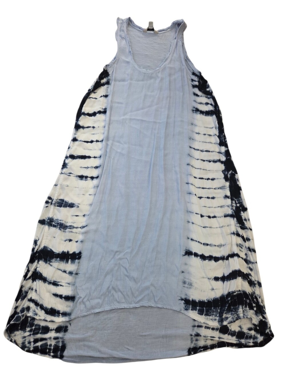 Calvin Klein navy/white/light blue sleeveless tie dye high low maxi dress, L.EUC